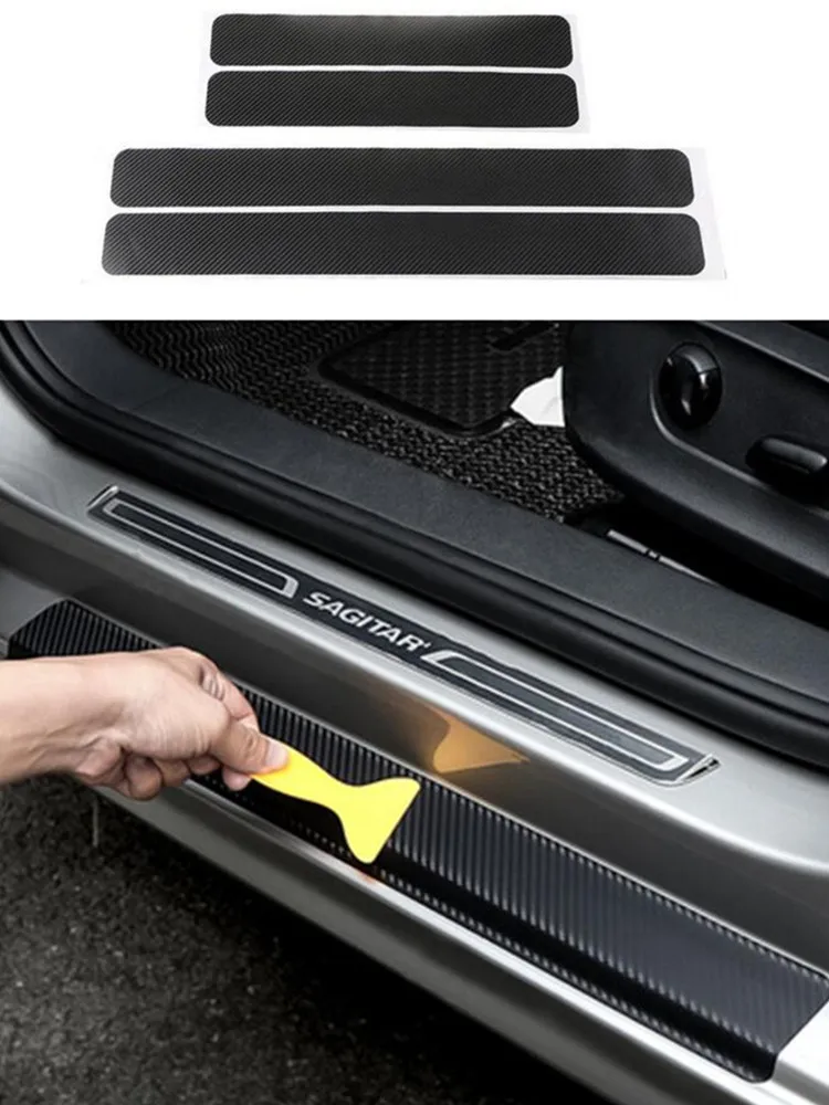4Pcs Car Door Sill Protector Scuff Plate Stickers For Dodge Journey Juvc Charger Durango Cbliber Sxt Dart