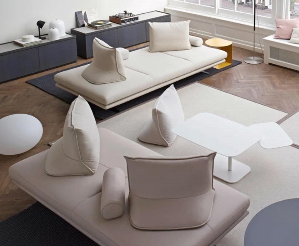 Modern Living Room Sofa Set With Comfort Cushions And Composite Fabric Upholstery For Family Seating And Home Lounge Use