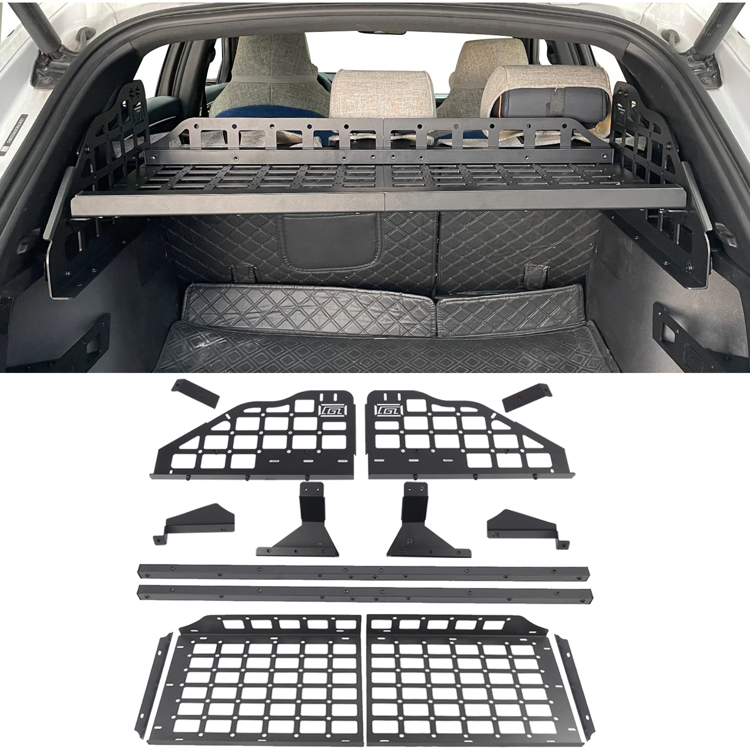 CGZ For BYD Song Plus DM-i 2023-2025 Molle Panel Modular Storage Panel Luggage Storage Carrier Rear Cargo Rack Trunk Organizer