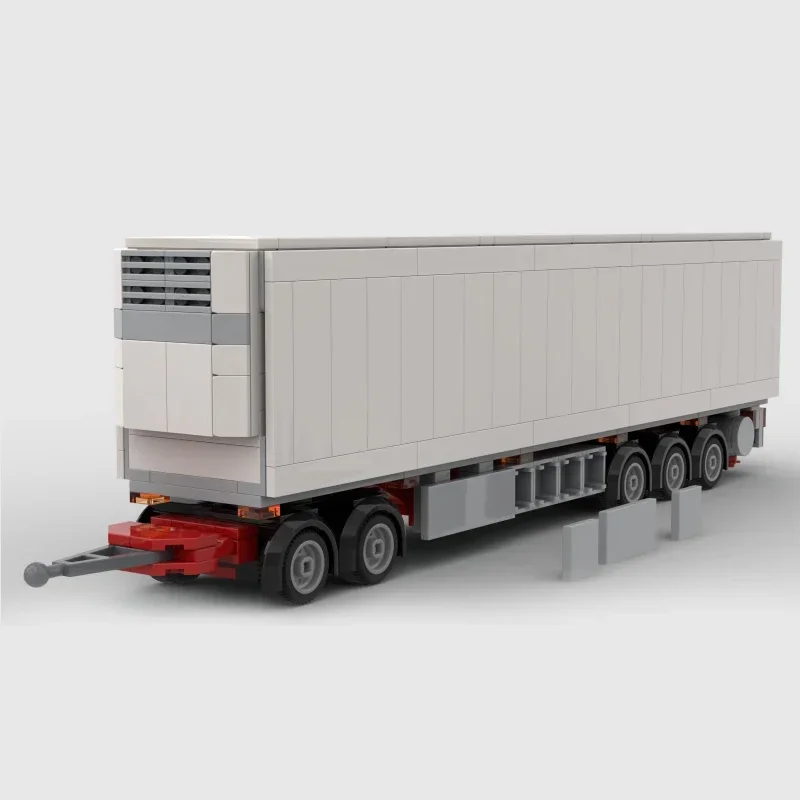 customizable refrigerated truck with full trailer bricks forklift storage box blocks cold storage vehicle moc city cargo klocki