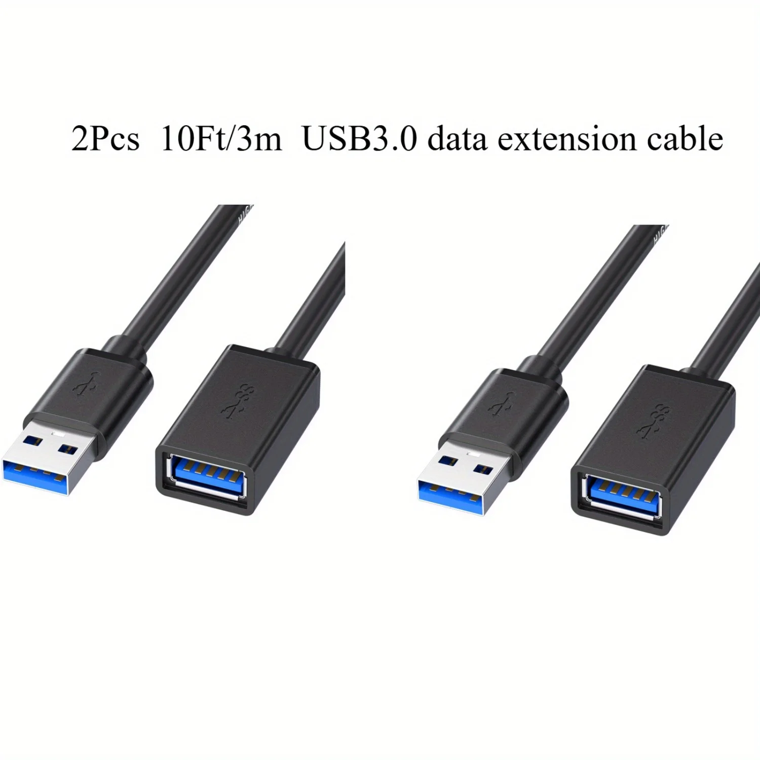2 قطعة كابلات تمديد usb3.0 10Ft/3m، كابلات البيانات، محركات أقراص فلاش USB للكمبيوتر، كابلات تمديد USB للماوس ولوحة المفاتيح