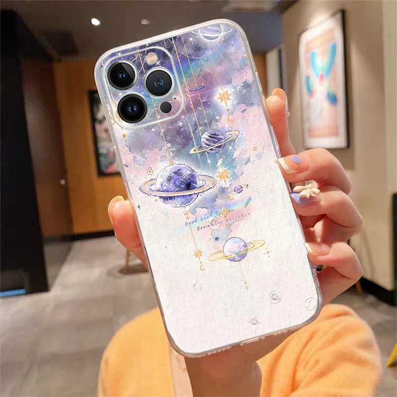 Universe Space Planet Telefoon Case Carcasa Funda Voor iPhone 17 Pro Max Air 16 15 14 13 Pro Max 15 16 Pro 15 Plus Case