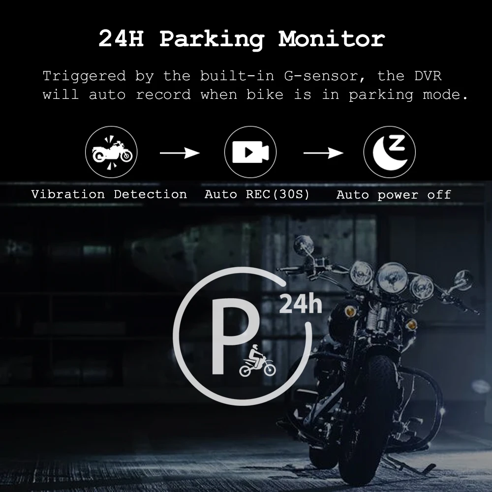 VSYS Q3 Super mini Motorcycle DVR 2 channel Front & Rear Waterproof 1080 Cameras Dash Cam with OLED Remote TPMS Parking Mode GPS