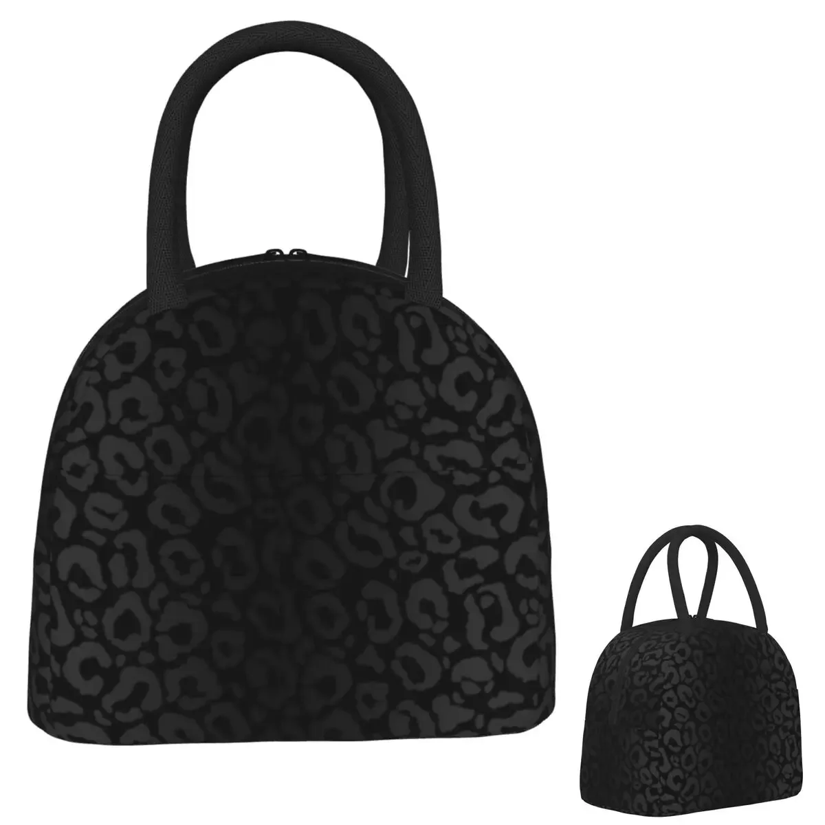 Black Leopard Print, Cheetah Skin Insulated Lunch Bag for Women Children Portable Food Boxes Thermal Lunch Box Tote