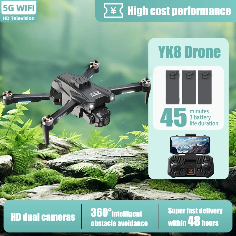 

For Xiaomi YK8 Drone 4K Professional 8K HD dual cameras 5G WIFI FPV Brushless Motor Dron Obstacle Avoidance Quadcopter Toy UAV