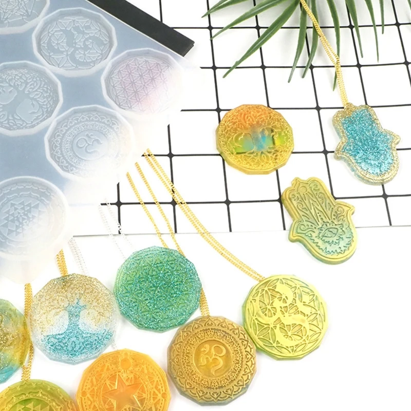 Pendants Keychain Casting Resin Mould Flower of Life Earrings Eardrop Danglers Silicone Mould DIY Crafts Jewelry Mold