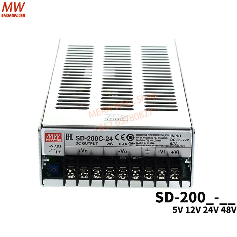 Original MEAN WELL Switching Power Supply 200W Single Output DC-DC Converter SD-200B-05 SD-200C-05 SD-200D-05 SD-200B-12 24 48