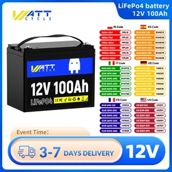 Wattcycle LiFePO4 Battery 12V 100Ah Group 24 Built-in 100A BMS Rechargeable Lithium Iron Phosphate Battery Packs For RV, etc