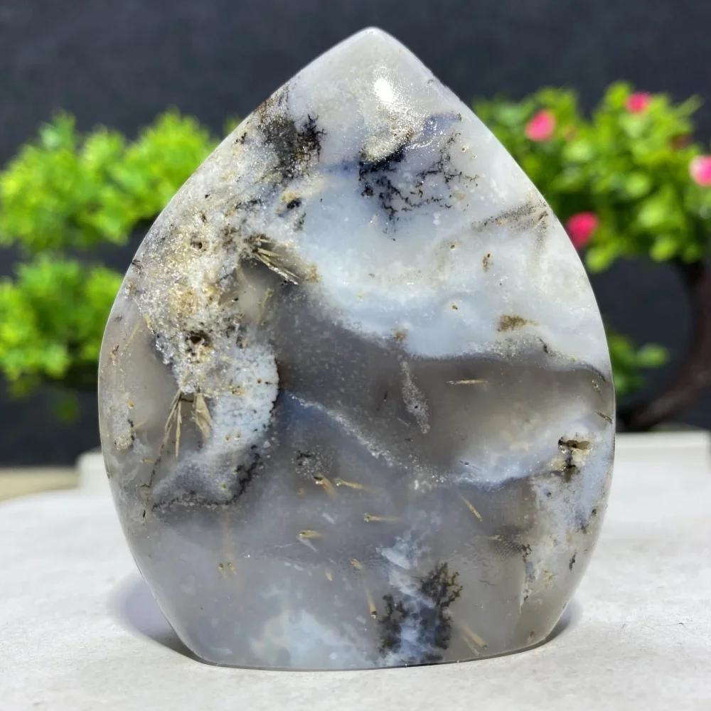 Natural Hair Agate Quartz Crystal Tower Raw Gemstone Energy Healing Mineral Polishing Craft Decoration Free Form