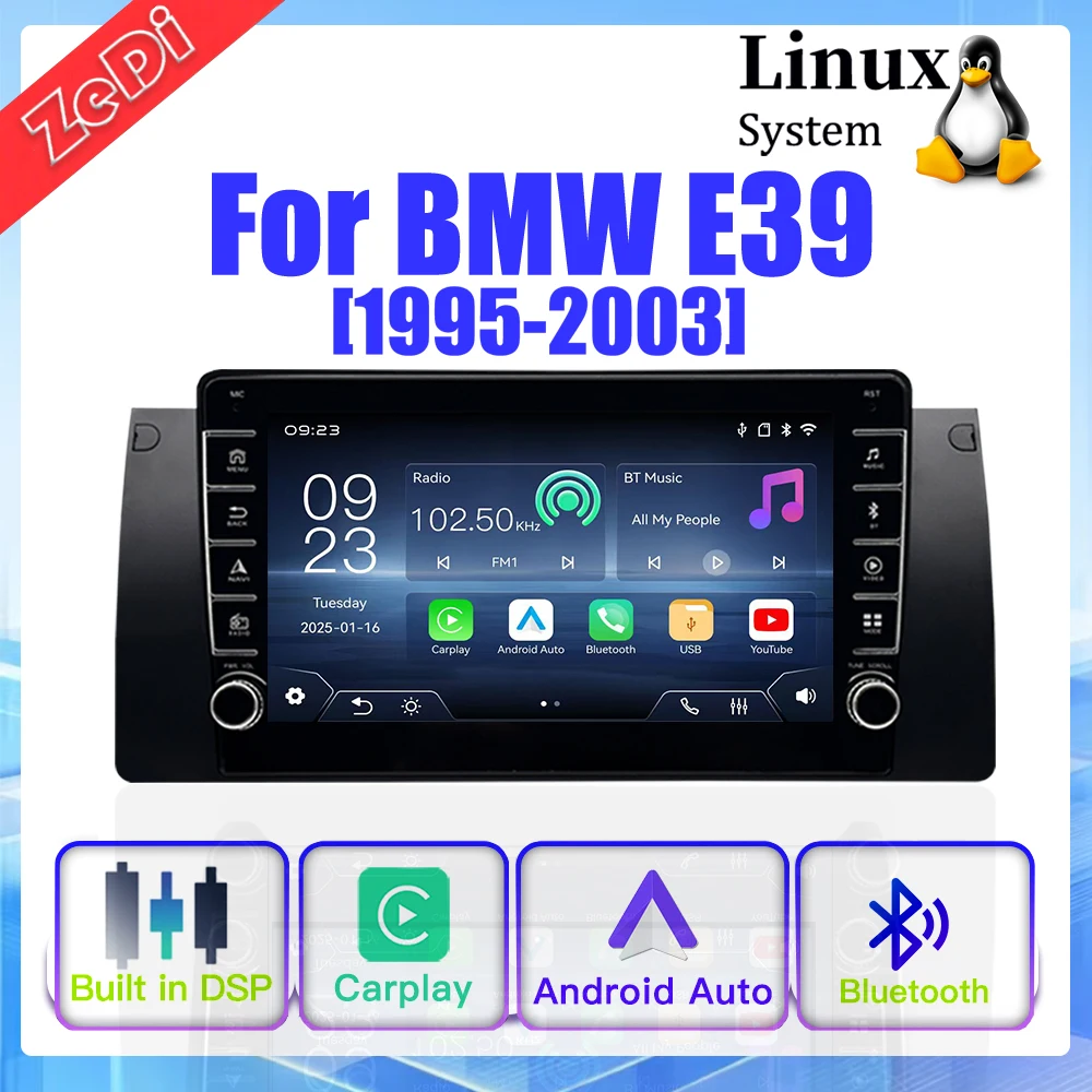 

For BMW E39 [1995-2003] 8'' New Linux System Wireless CarPlay Auto Bluetooth Video Multimedia Player Camera