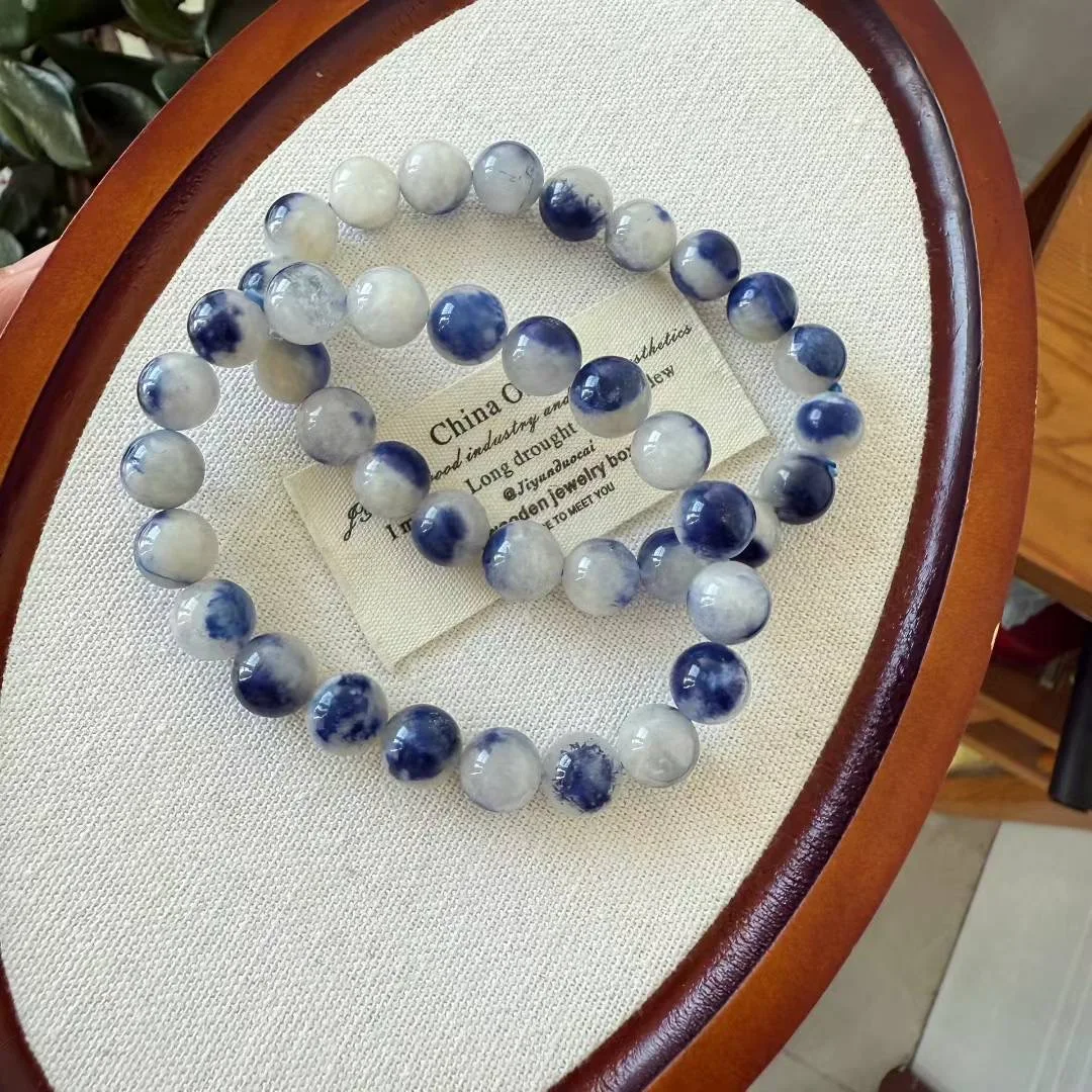 

Натуральный браслет из бисера Дамортита, женская мода, очаровательный кристалл, целебная энергия, драгоценный камень, ювелирные изделия для йоги, 1 шт., 9,5/11 мм