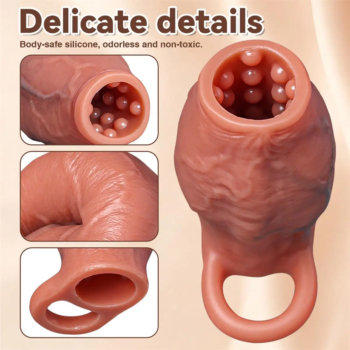 Skin Feeling Realistic Dildo Dick Pump Sleeve Enlargement Penis Covers Extender Men's Condoms Cock Ring Adult Sex Toy For Male - view 2
