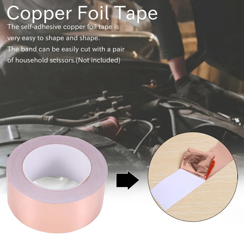 Copper Foil Tape 50Mm X 30M For EMI Shielding Conductive Adhesive For Electrical Repairs,Snail Barrier Tape Guitar