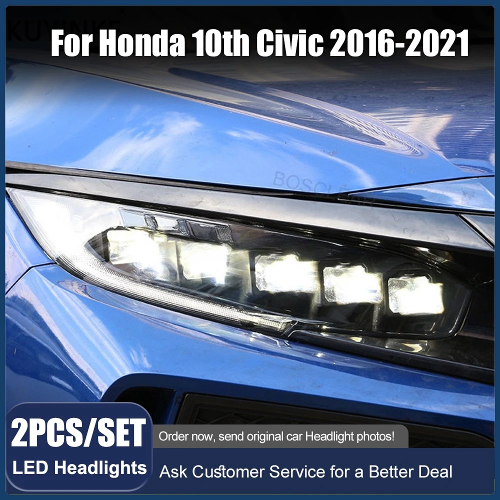 

2PC LED HeadLamp Assembly For Honda CITY 2015 2016 2017 2018 2019 2020 2021 Upgrade to New Dynamic Turn Signal Car LED Headlight