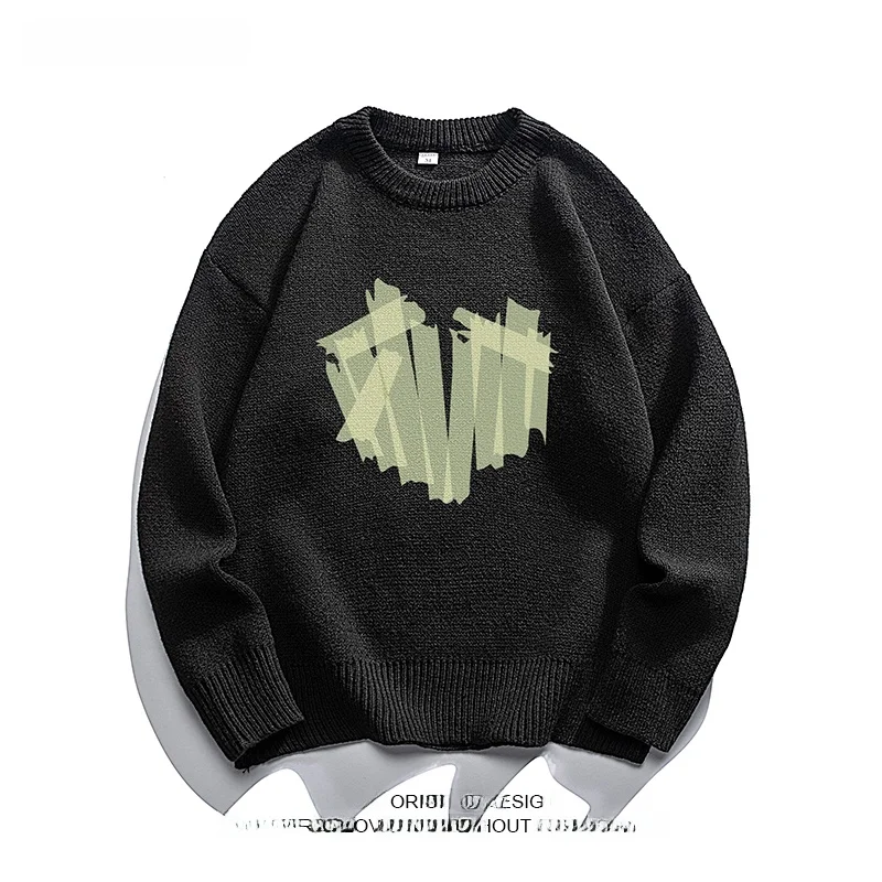 

Мужской свитер BOYUE с креативным принтом в виде сердца, зимний, оверсайз, для пар, модный, повседневный, длинный, свободного кроя, с круглым вырезом