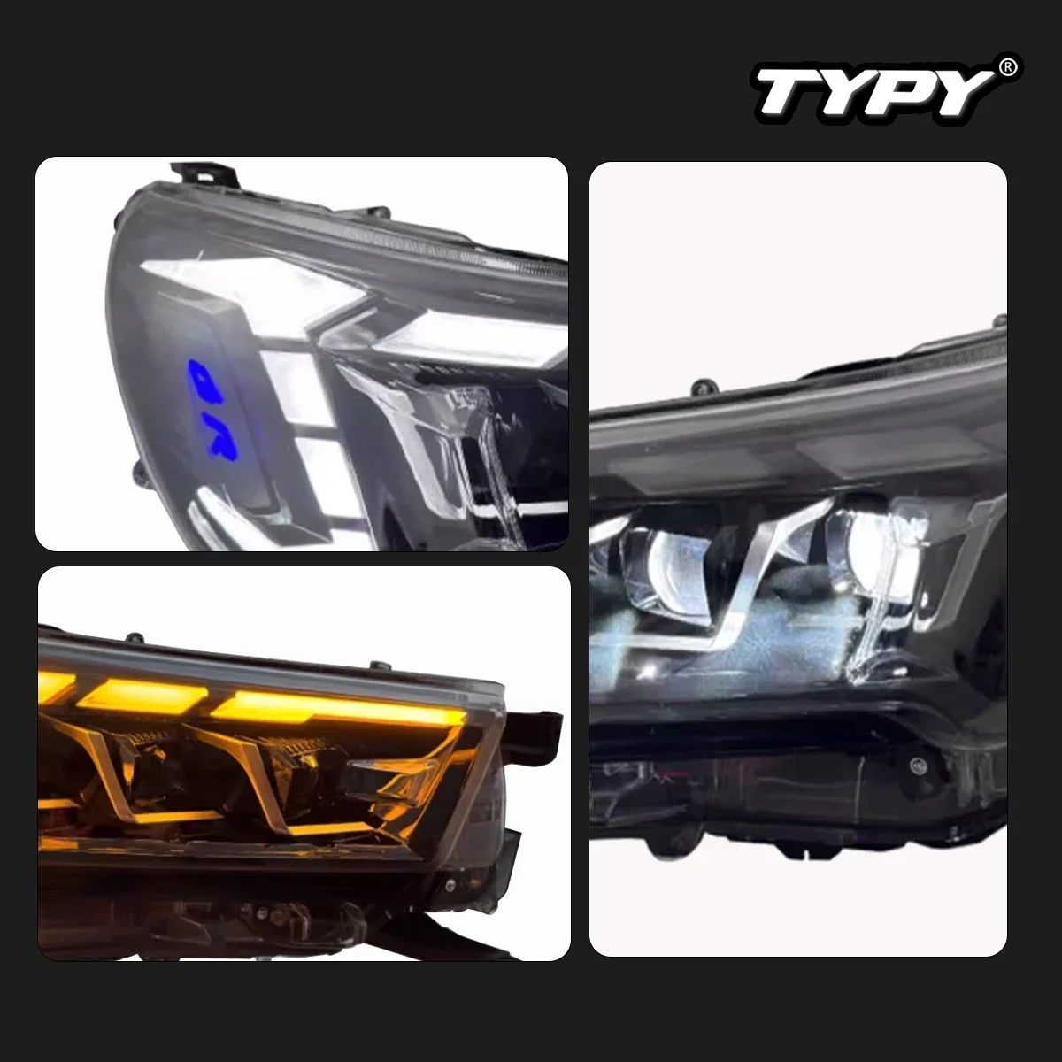 

TYPY New LED Head Lamp Upgrade Modified For Toyota Hilux Headlight 2021-2024 Headlight Dynamic Signal Head Lamp Auto Accessories