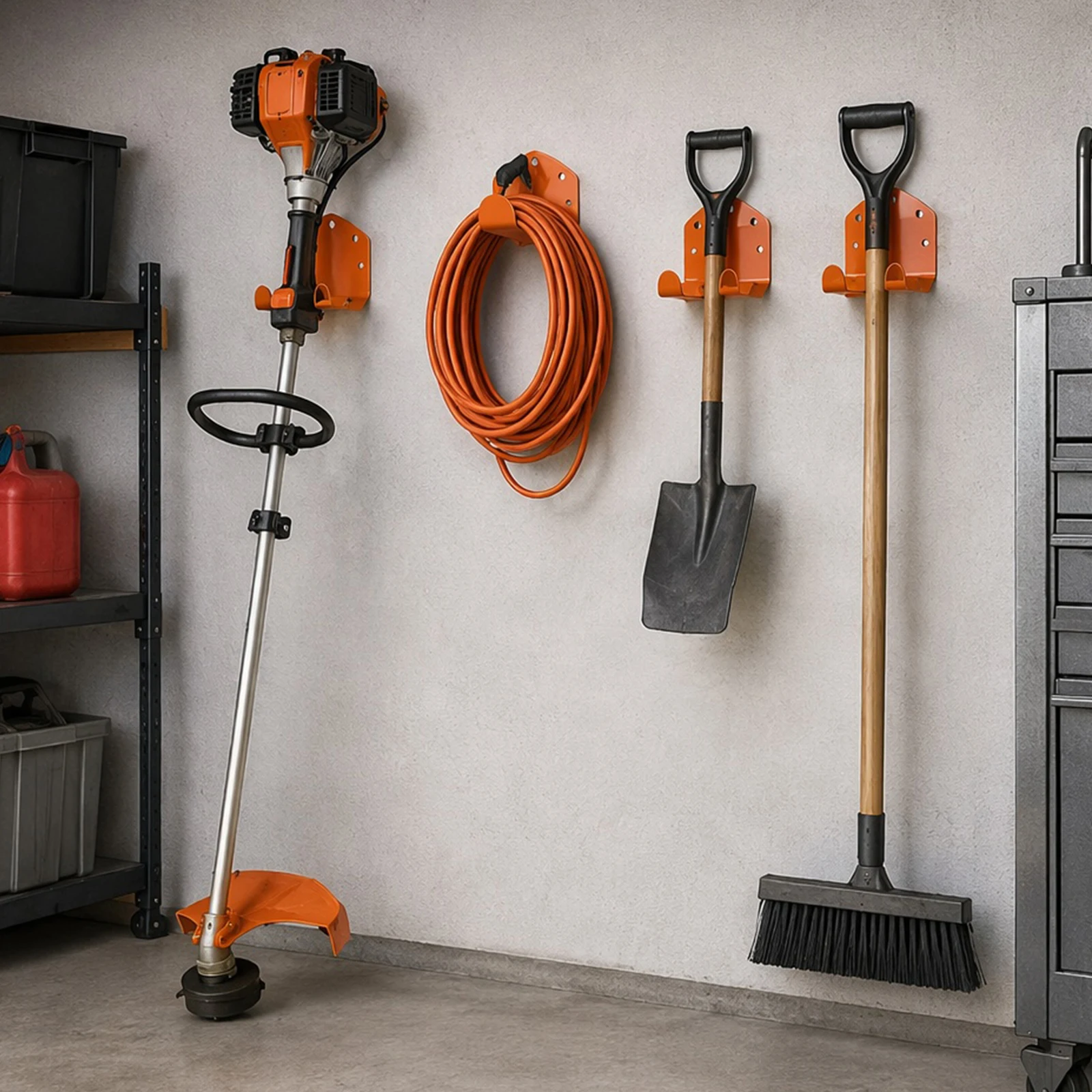 Metal Wall Mount Hanger Heavy Duty Bracket Garage Tool Storage Hook for Lawn Mower Blower Chainsaw Shovel