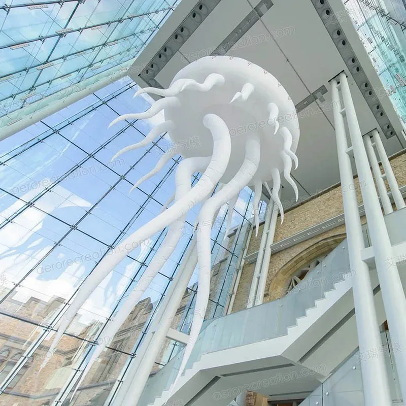 Decorative Inflatable Jellyfish Balloon Colorful Inflatable Pillar Tube Artistic Inflatable Hanging Jellyfish with Light