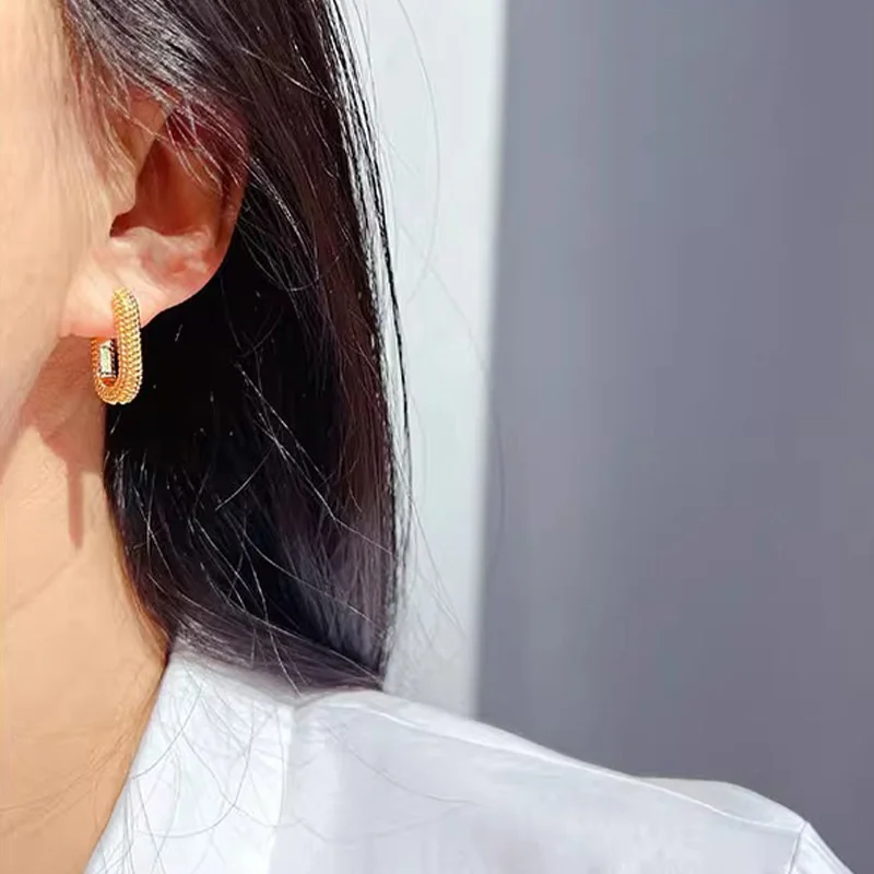 Vintage Metal Geometry Hoop Earrings Fashion New Design Minimalist Earrings for Women Simple Fashion Party Jewelry Gift 2024