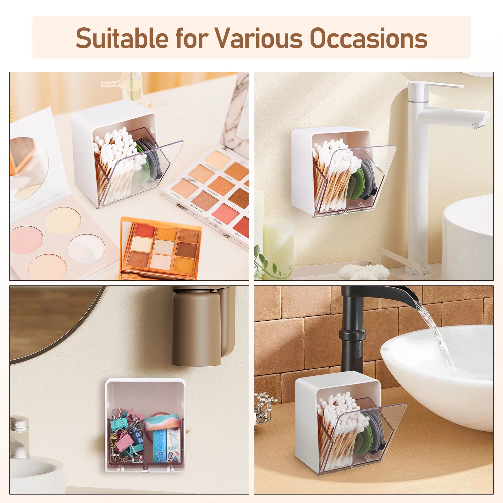 

Cotton Swab Holder Plastic Storage Box Double Compartments Design Desktop Bathroom Organizer For Cotton Pads Balls