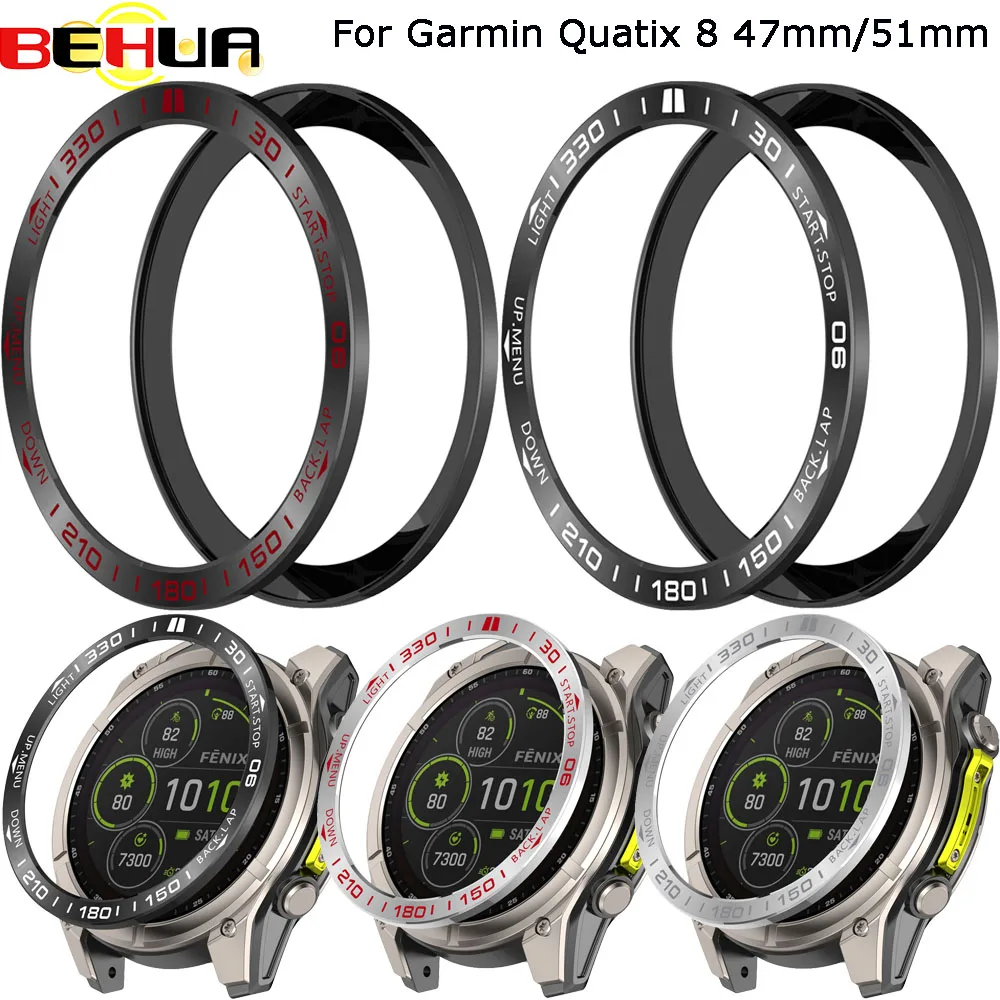 

BEHUA безель кольцо стильный чехол для Garmin Quatix 8 47 мм/51 мм Quatix8 SmartWatch металлический каркас циферблат клейкие защитные чехлы