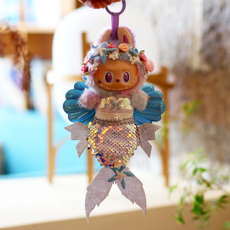 ل labubu الجيل الأول/الثالث سحب ما يصل دمية طفل الملابس والاكسسوارات ألعاب من القطيفة ابنة الصياد ضربات القلب معكرون #4