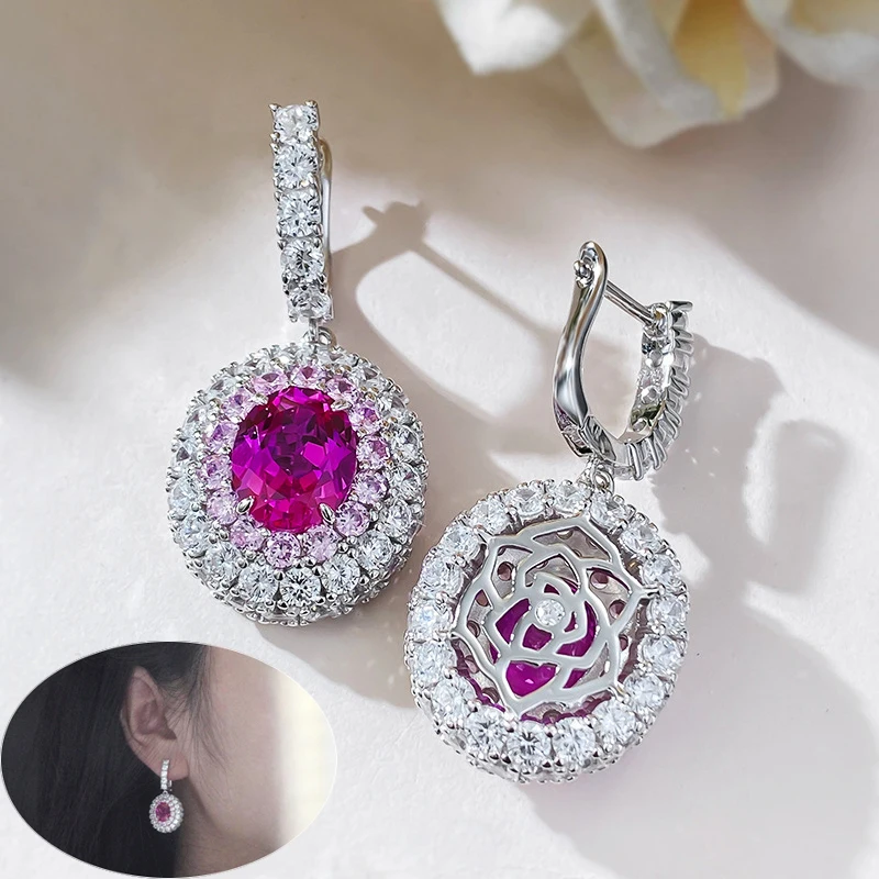 Apaison 8*10 mm High Carbon Diamond Drop Earrings For Woman 925 Sterling Sliver Birthday Gift Earring