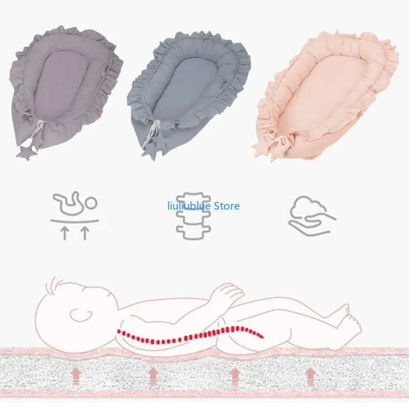 سرير للأطفال حديثي الولادة لسهولة النوم سرير للأطفال الصغار من القطن قابل للتنفس سرير سفر فراش نوم أساسي 62CF