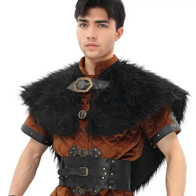 Vikinges Fueras falsas chal Bárbaros Bárbaros, envoltura hombro del manto del caballero medieval Y1ac