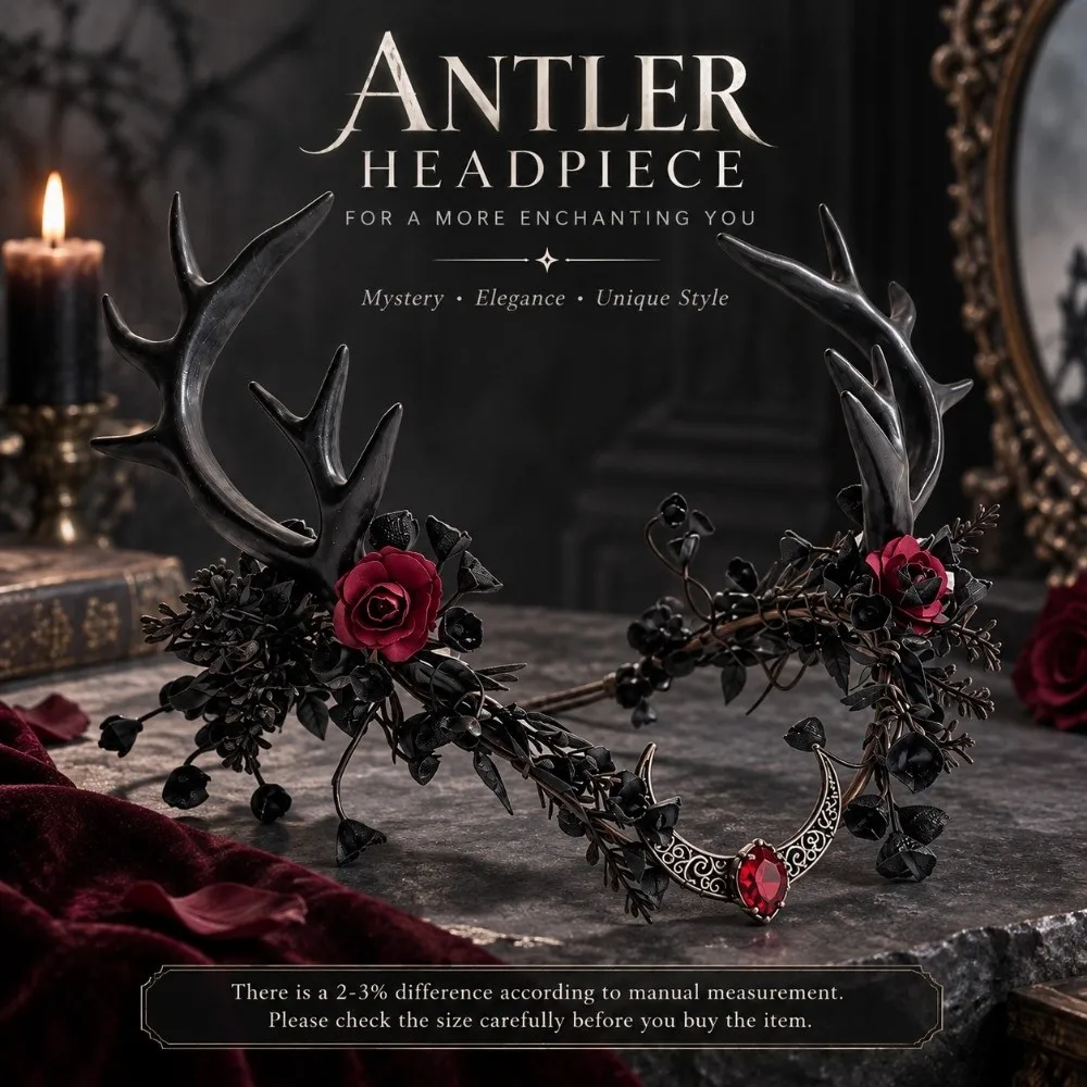 Elegant Vintage Antler Crown Handmade Adjustable Ribbon Woodland Headpiece Gothic Style Cosplay Headpiece Halloween Cosplay Wear