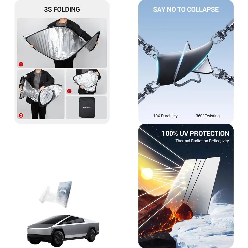 

Universal Windshield Sunshade - Cooling Nano Ice Crystal, UV Block, Full Coverage Heat Protection for Front Windows
