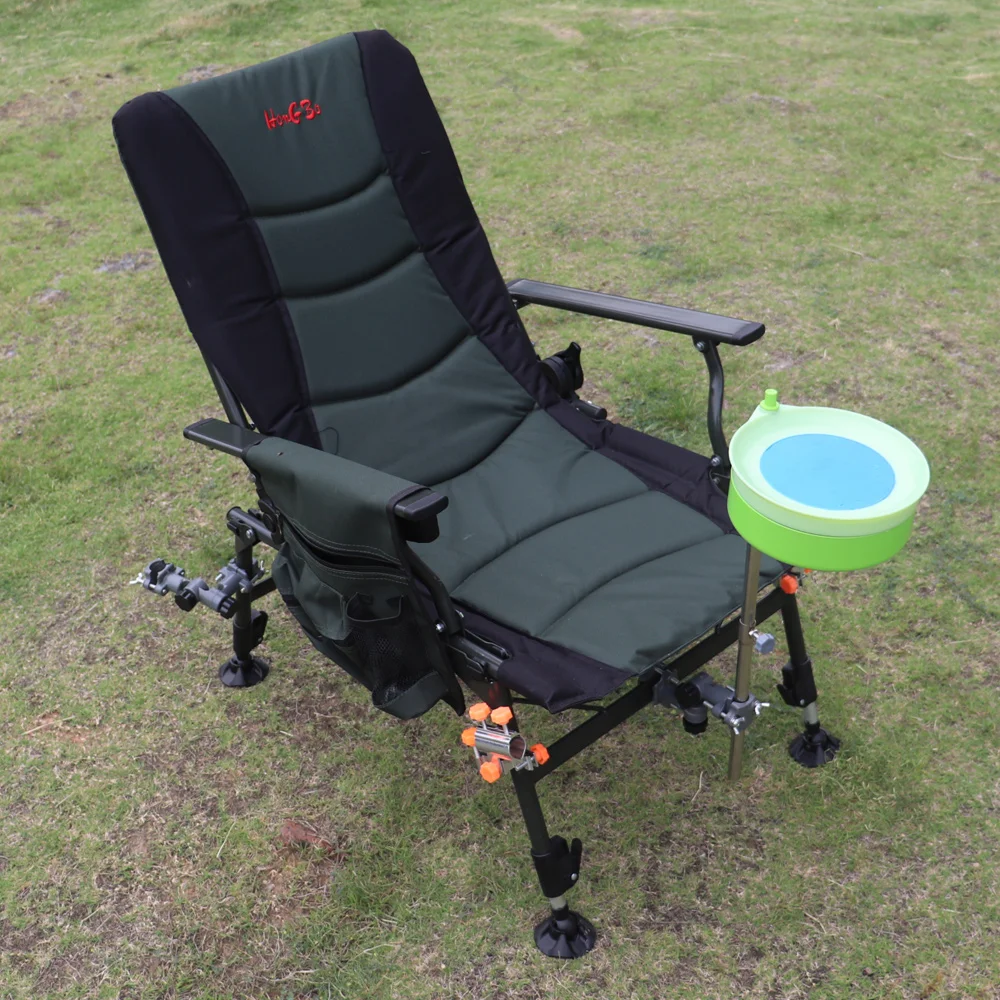 150KG Multifunction Fishing Chair Outdoor Camping Chair with 160° Adjustable High Backrest Support Portable Leisure Chair