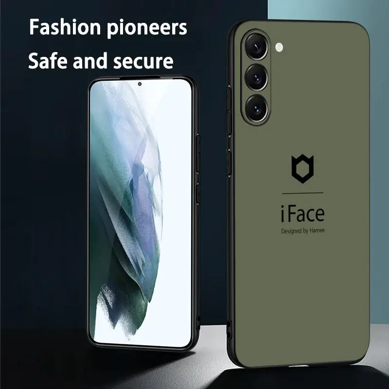 Cute Fashion logo iFace pattern Phone Case For Samsung Galaxy S26 S25 S24 S23 S22 S21 Plus Ultra Note20 Soft Black