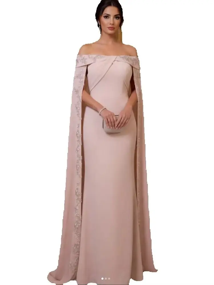 

Customized Simple Evening Dresses Mermaid Women Sexy Off Shoulder Shawl Formal Prom Gowns Party Fashion Vestidos De Novia Gala