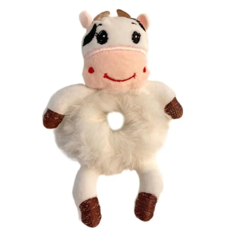 652F 5 Pieces/set Cartoon Animal Plush Hair Bands Hair Ties for Trendy Students and Girls Soft and Colorful Hair Scrunchies