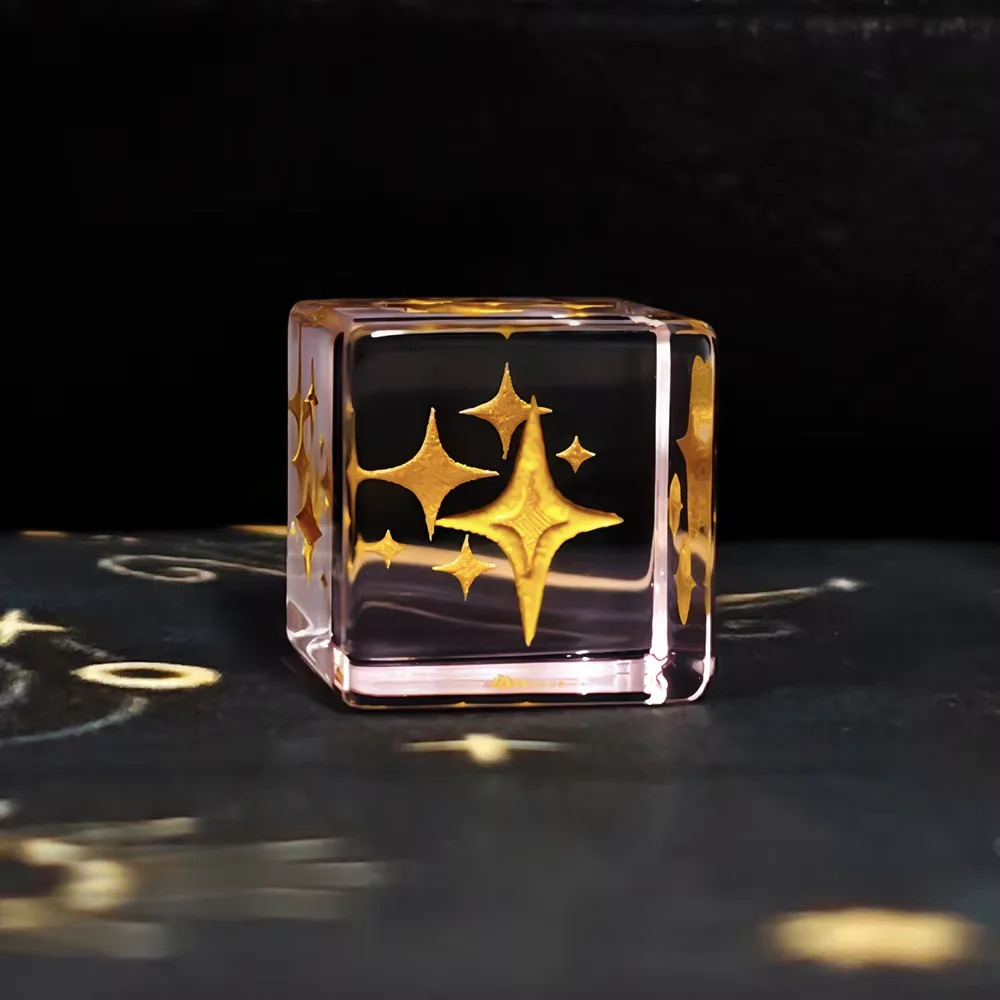 16mm Glass Material Dice of Four-pointed Star Pattern D6 Cube Dice for Home Casual Party Gathering Game Board Game Accessories