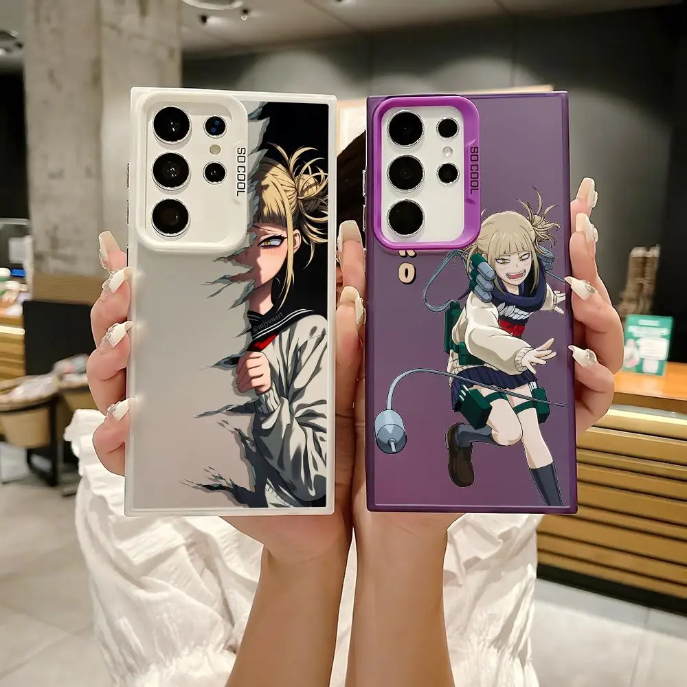 Custodia per telefono Himiko Toga A-Academia Hero per Samsung Galaxy S25 Edge S24 S23 S22 S21 S20 Ultra Funda Custodia per telefono in silicone argento