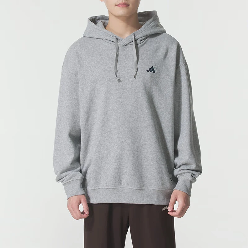 Adidas genuine new men's light gray running simple pullover hoodie KC2875