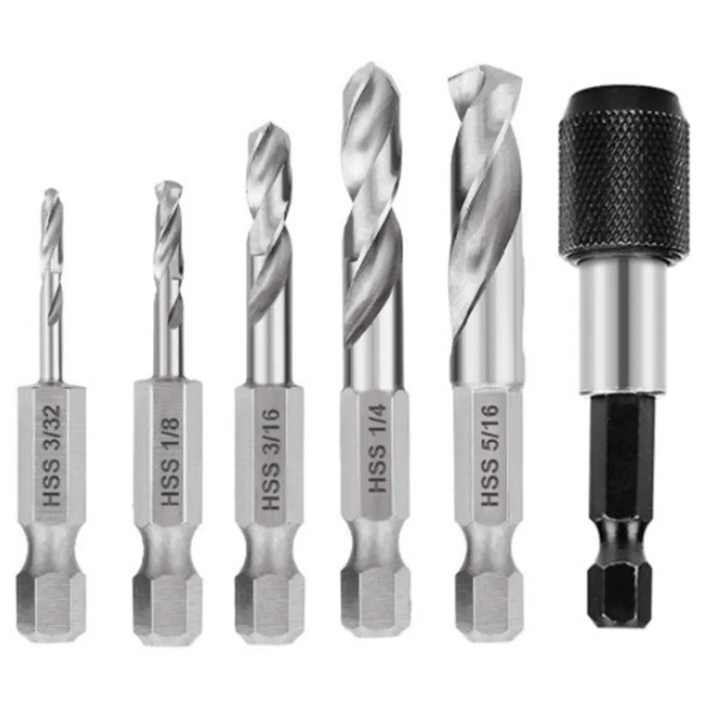 5pcs/set Hex Shank Short Drill Bit Set Precision Drilling Hexagonal Shank Short Drill Efficient Chip Removal Power Tool Parts