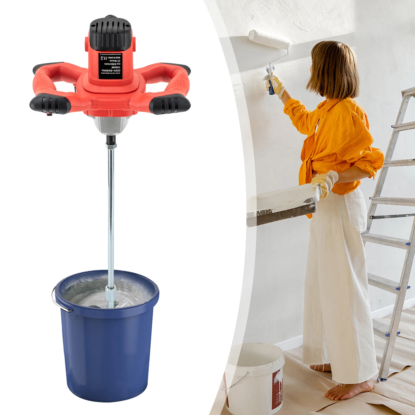 1500W 6-speed Portable Concrete Mixer Agitator Concrete Stirrer Stirrer Mortar Stirrer Hand Mixer Mortar Mixer 220V