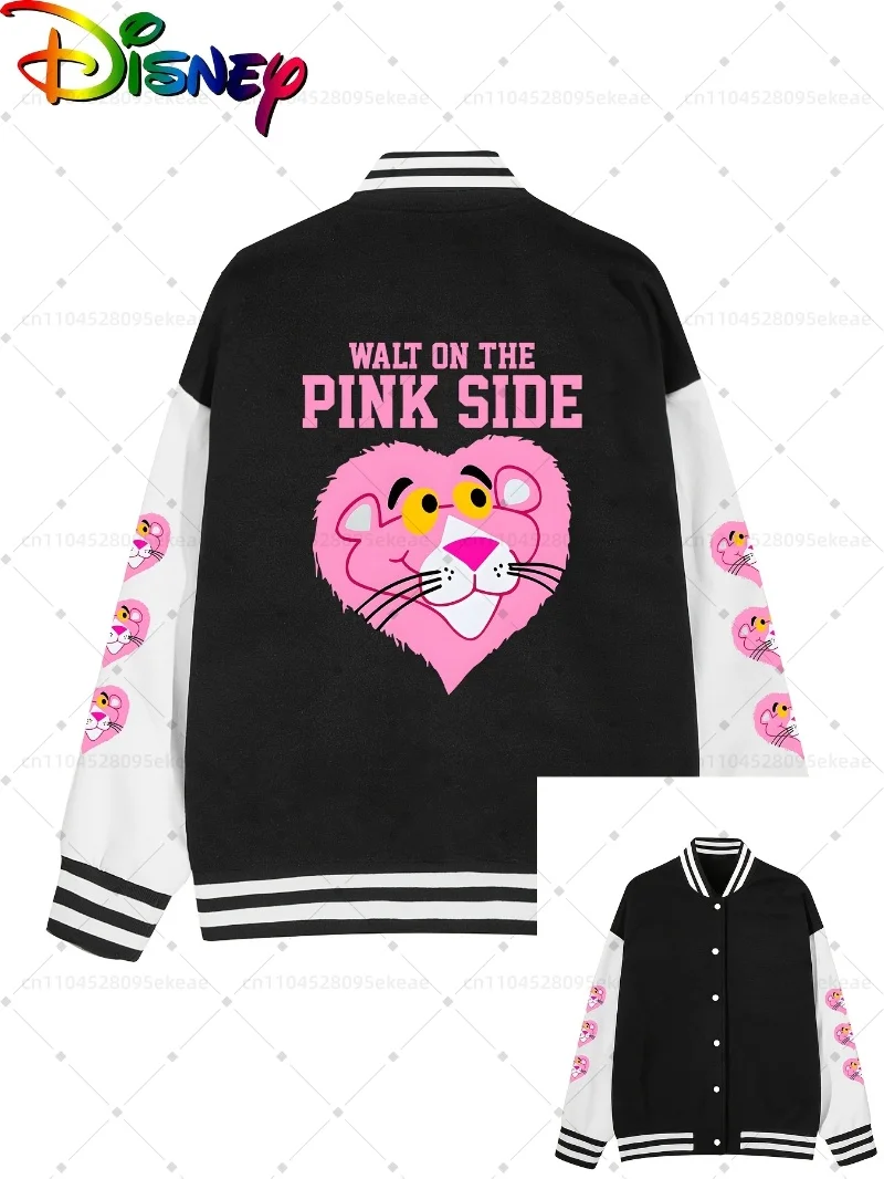 

DISNEY Pink Panther Baseball Jacket Men Fashionable Sports and Leisure Autumn Winter Jacket Loose Cartoon Top Teenagers
