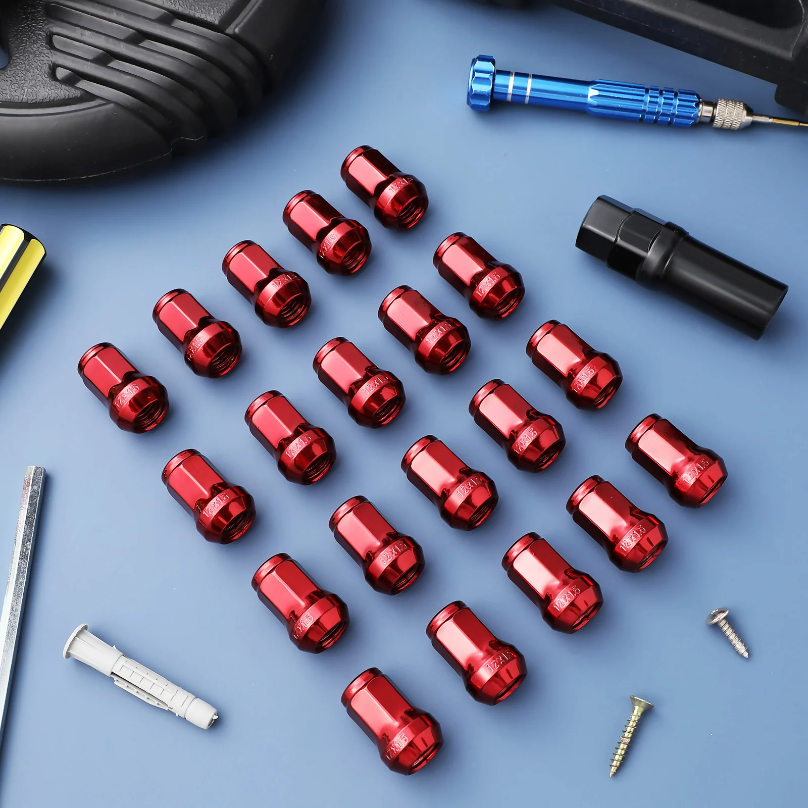 

20P Lug Nuts External Nut Wheel Cap Tires Universal Car Tire Bolt Hub Nuts Modification Accessories 12x1 5 Thread