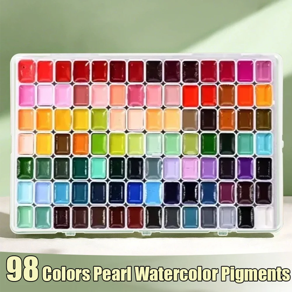 98-Color  Watercolor Paint Set, Portable and Lightweight, High Solid Pigment,  Suitable for Artists