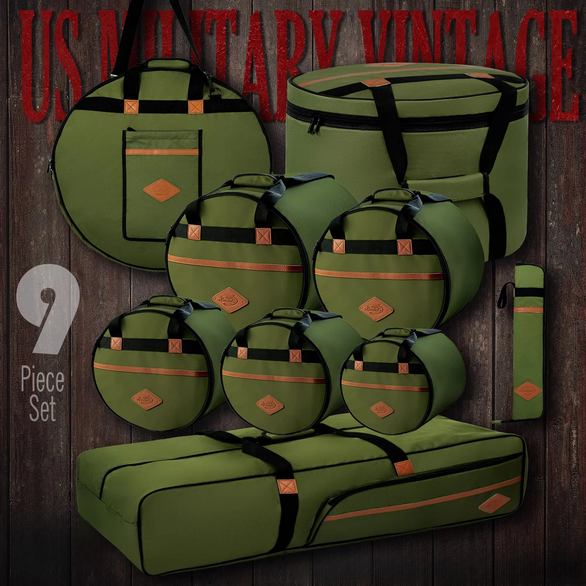 

American Retro 6 Drum Set + Hardware + Drum Stick Full Set of 9 Pieces Set Bag