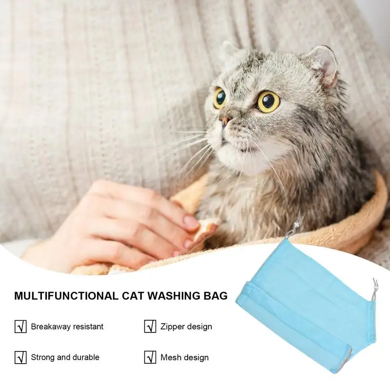 Cat Washing Bag Adjustable Anti Scratch Cat Wash Bag Breathable Restraint Shower Bag Pet Grooming Supplies For Bathing Body Care