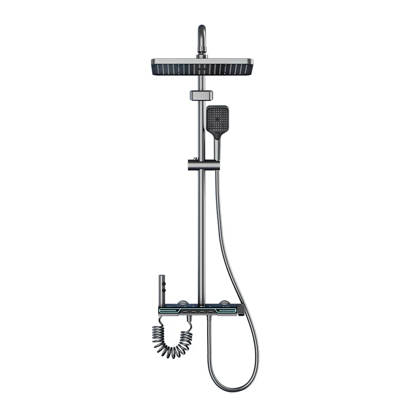 

Modern gun gray shower set, home digital booster nozzle
