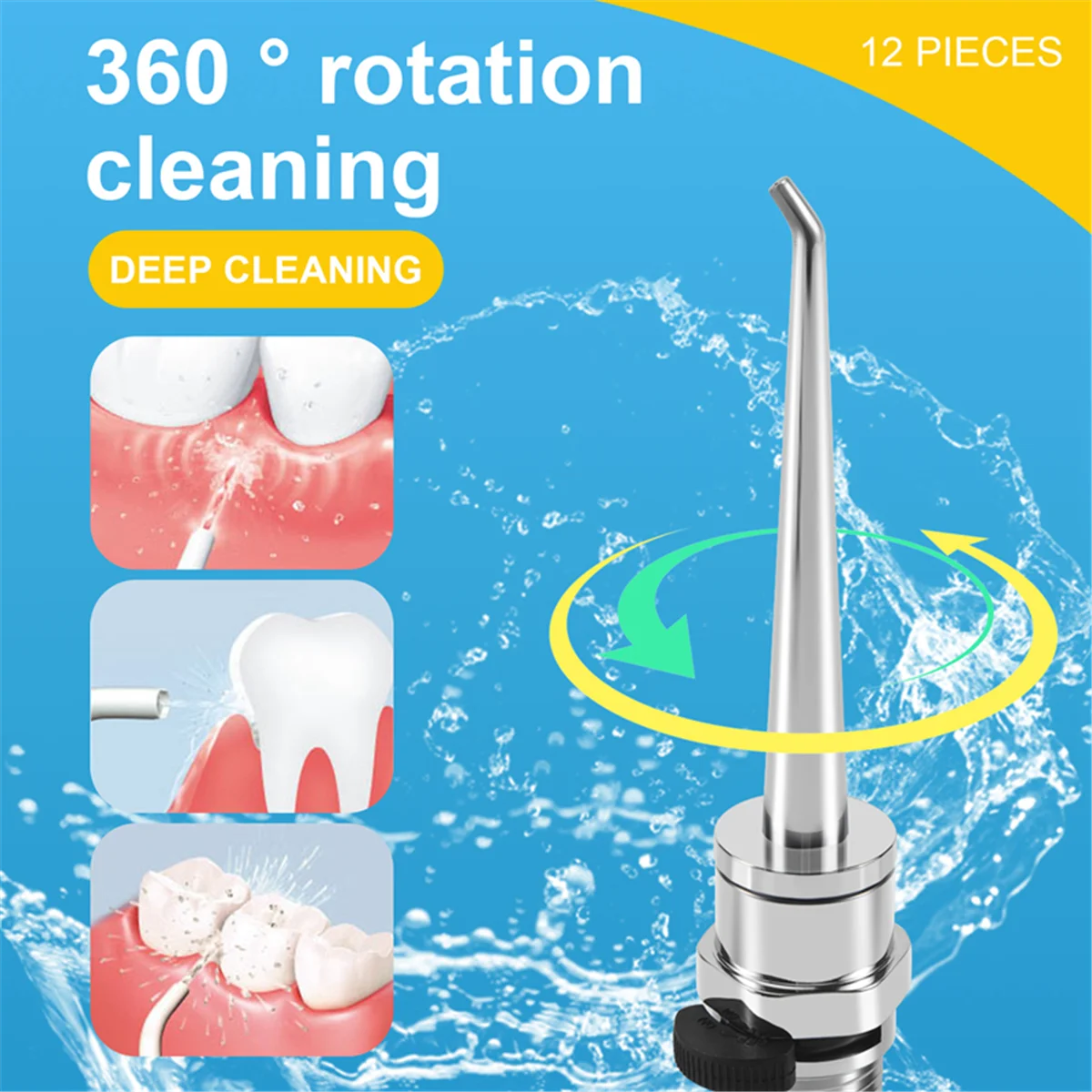 12 pezzi Dental Spa Water Jet Flosser Irrigatore orale Denti Spazzolino Pick Cleaner