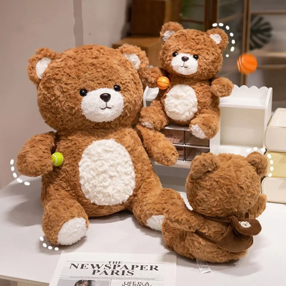 

Badminton Bear Plush Toy PP Cotton Basketball Plush Bear Doll Cartoon 35cm Stuffed Animal Pillow Birthday Party Decor
