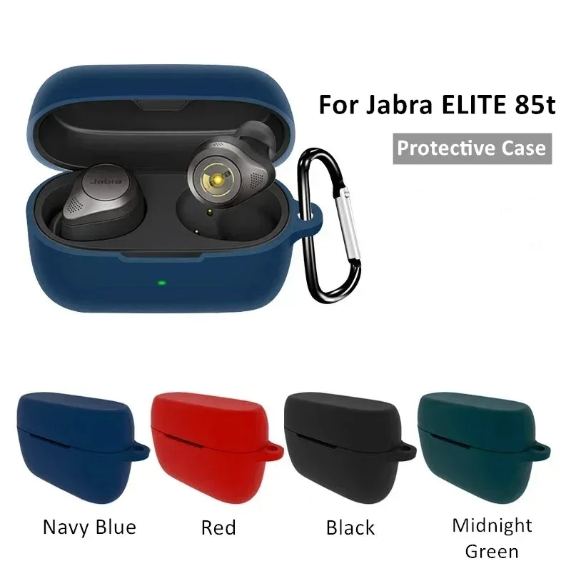 Funda protectora a prueba de polvo para Jabra Elite 85T, funda de silicona suave para auriculares, funda para auriculares inalámbricos con Bluetooth y mosquetón