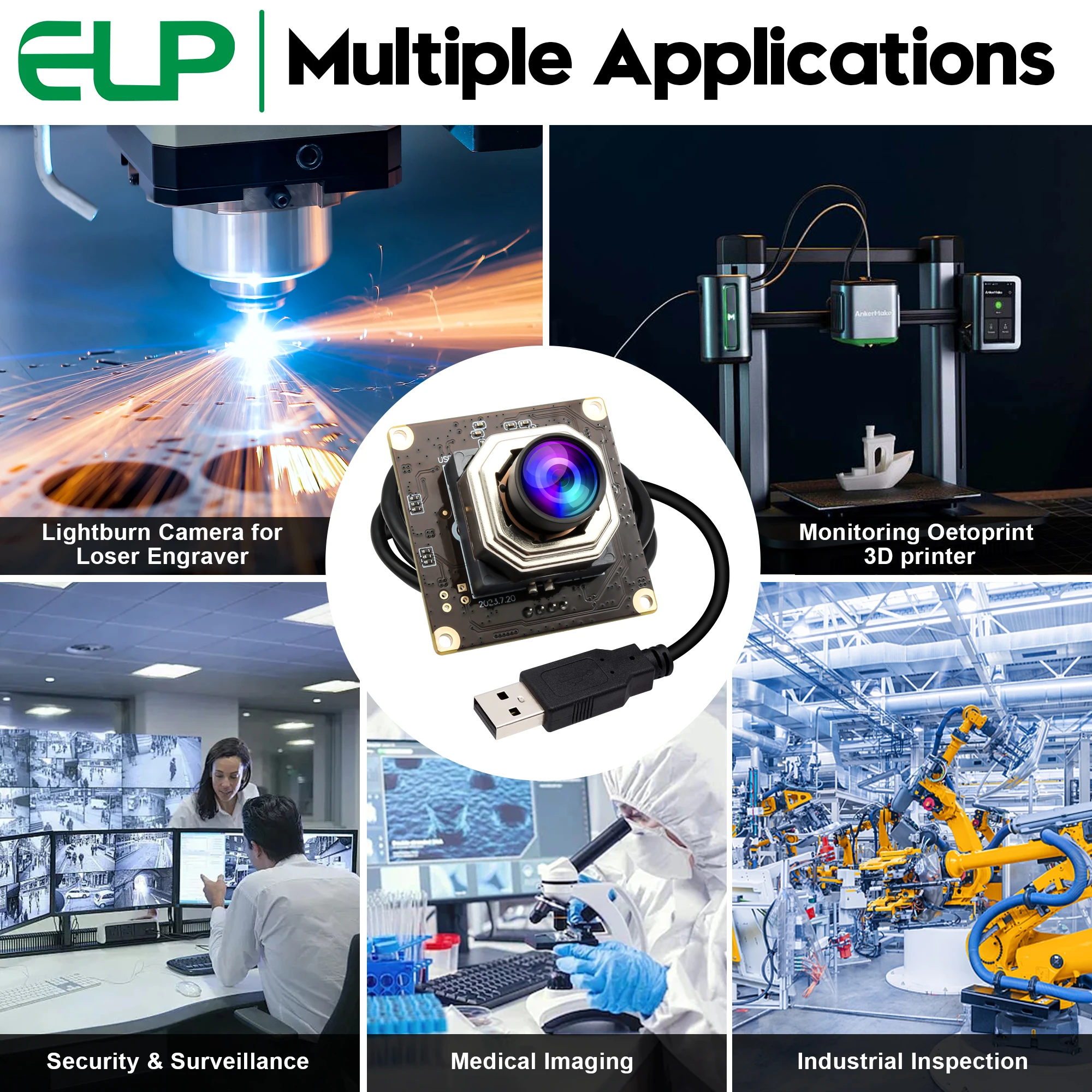 Nueva Cámara USB NewELP de 120 fps con Autoenfoque, Módulo de Cámara de 12MP con Visión en Baja Luz, Mini Webcam, Cámara para Golf sin Distorsión, Transmisión en Vivo